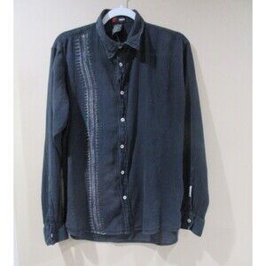 Versace Sport Button Down Shirt Men Lg Black Geometric Print Long Sleeve Y2K